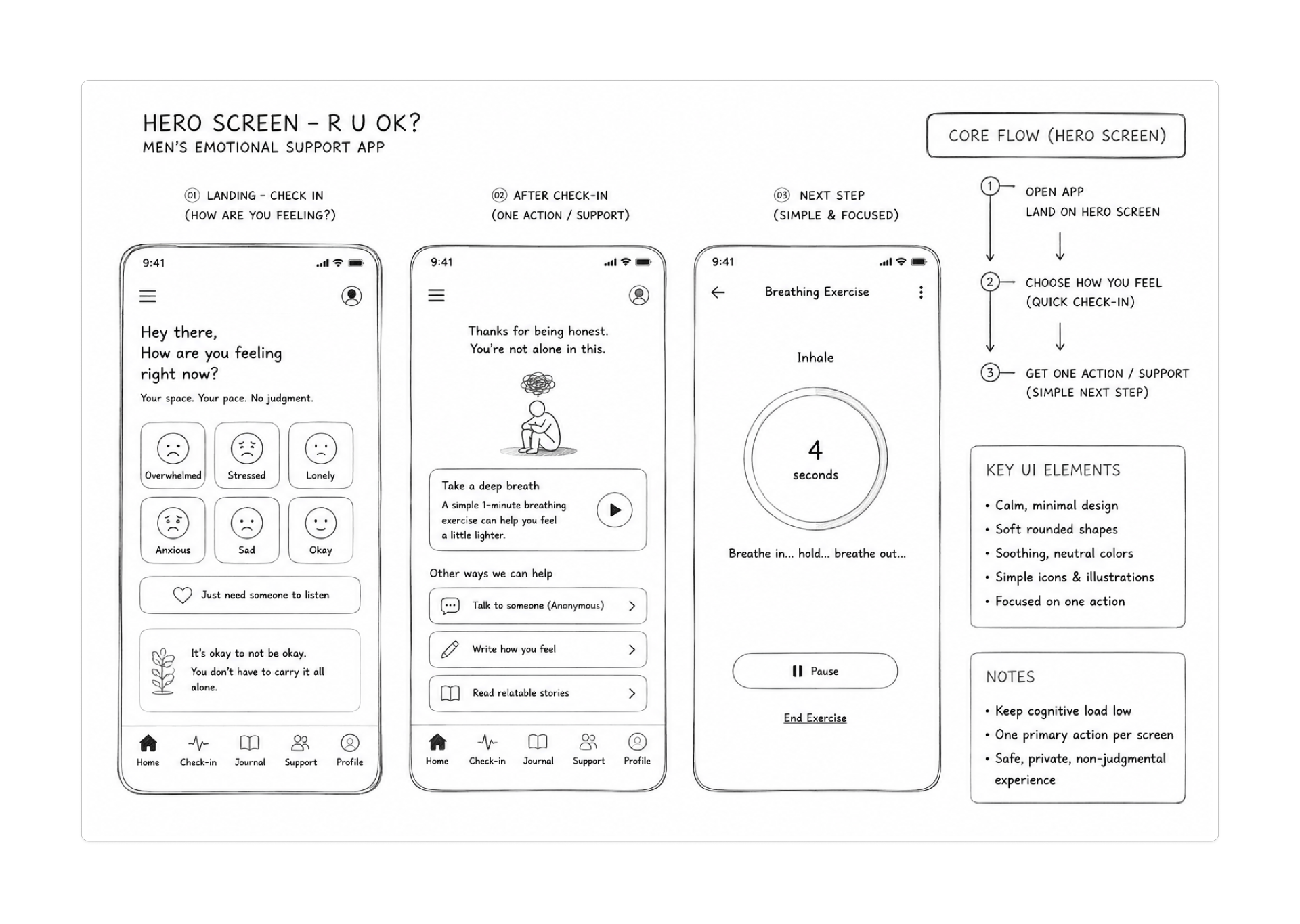 Quiet Room — Wireframes